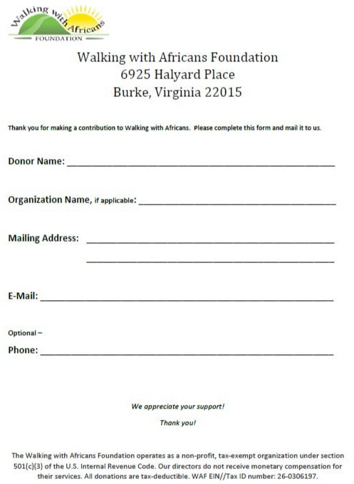 Printable donation form